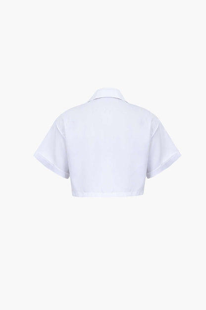 Chemise Femme Manches Courtes Col Chemisé Moderne