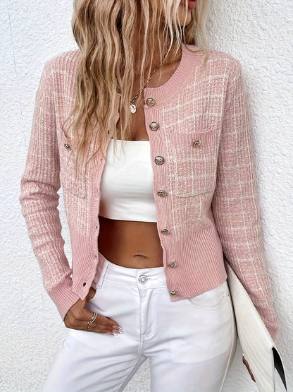 Cardigan Femme Tweed Court et Élégant