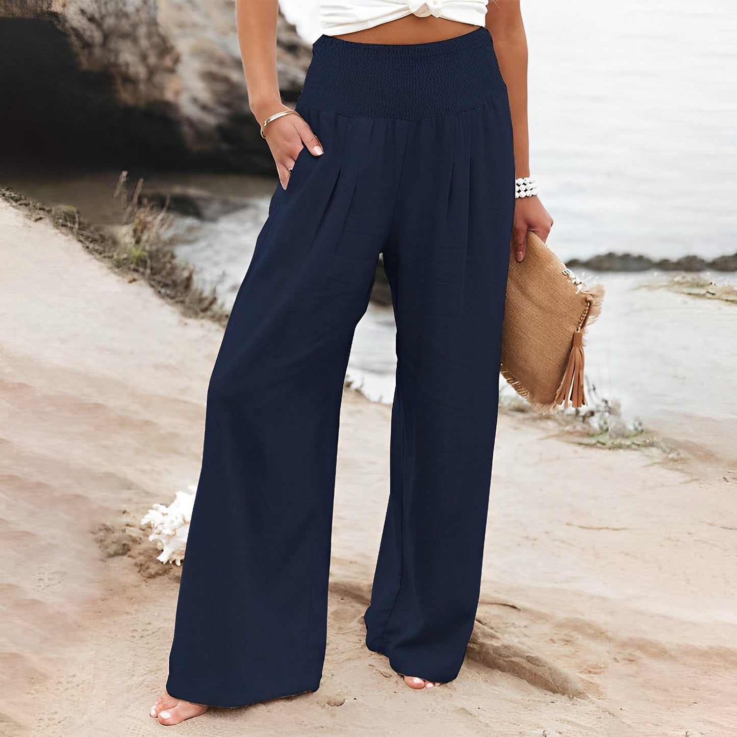 Pantalon Femme Confort avec Taille Élastique et Coupe Détendue