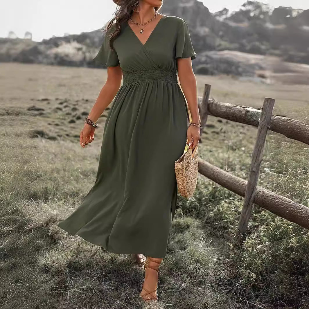 Robe Longue Noire pour Femme, Élégante et Confortable avec Ceinture