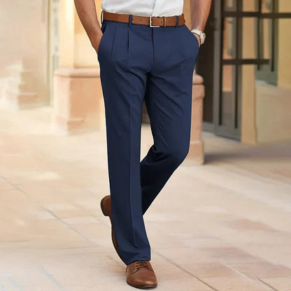 Pantalon Homme Marine Cuir Classique Élégant