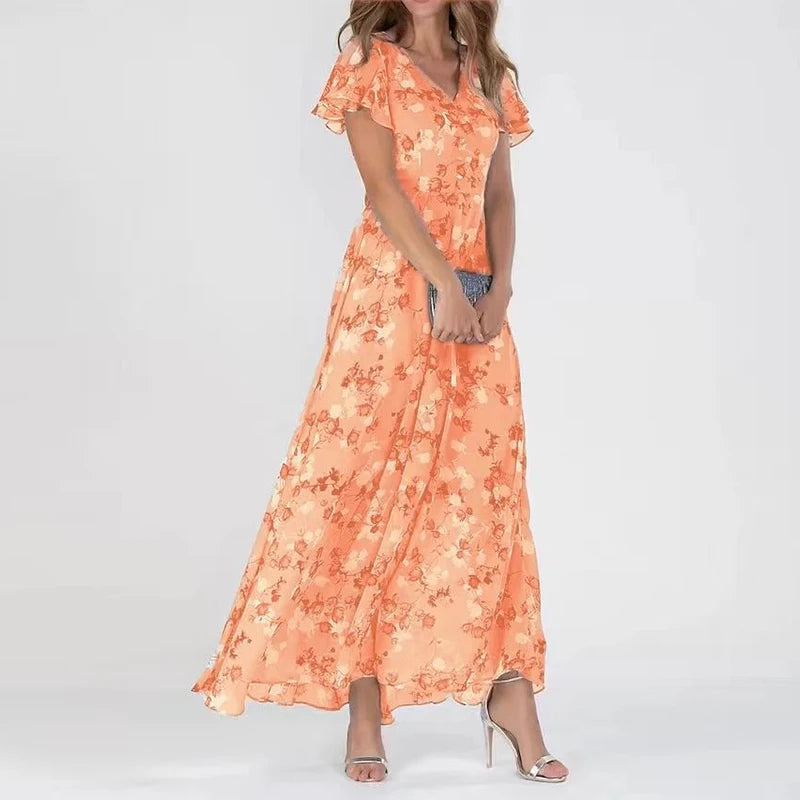 Robe Femme Élégante Mi-Longue en Soie pour Soirée et Mariage