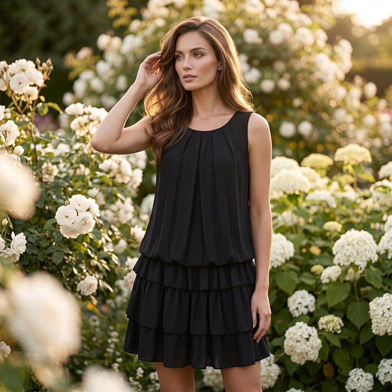 Robe été Femme Volants Superposés Coupe Fluide