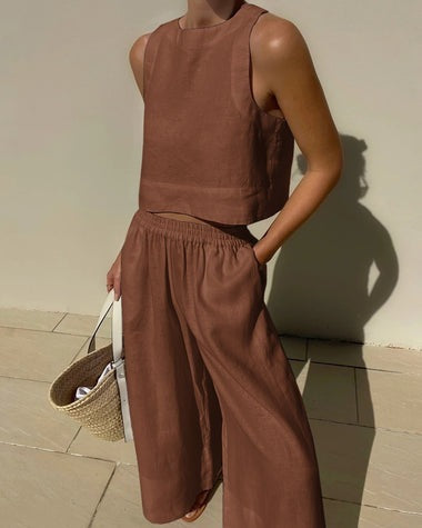 Robe Femelle Lin Élégante et Confortable