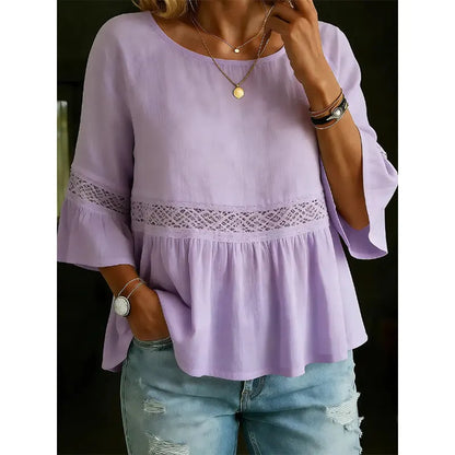Blouse Femme Fluide Dentelle Manches Volantées