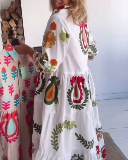 Robe Midi Femme Fluide Imprimé Floral Stylisé