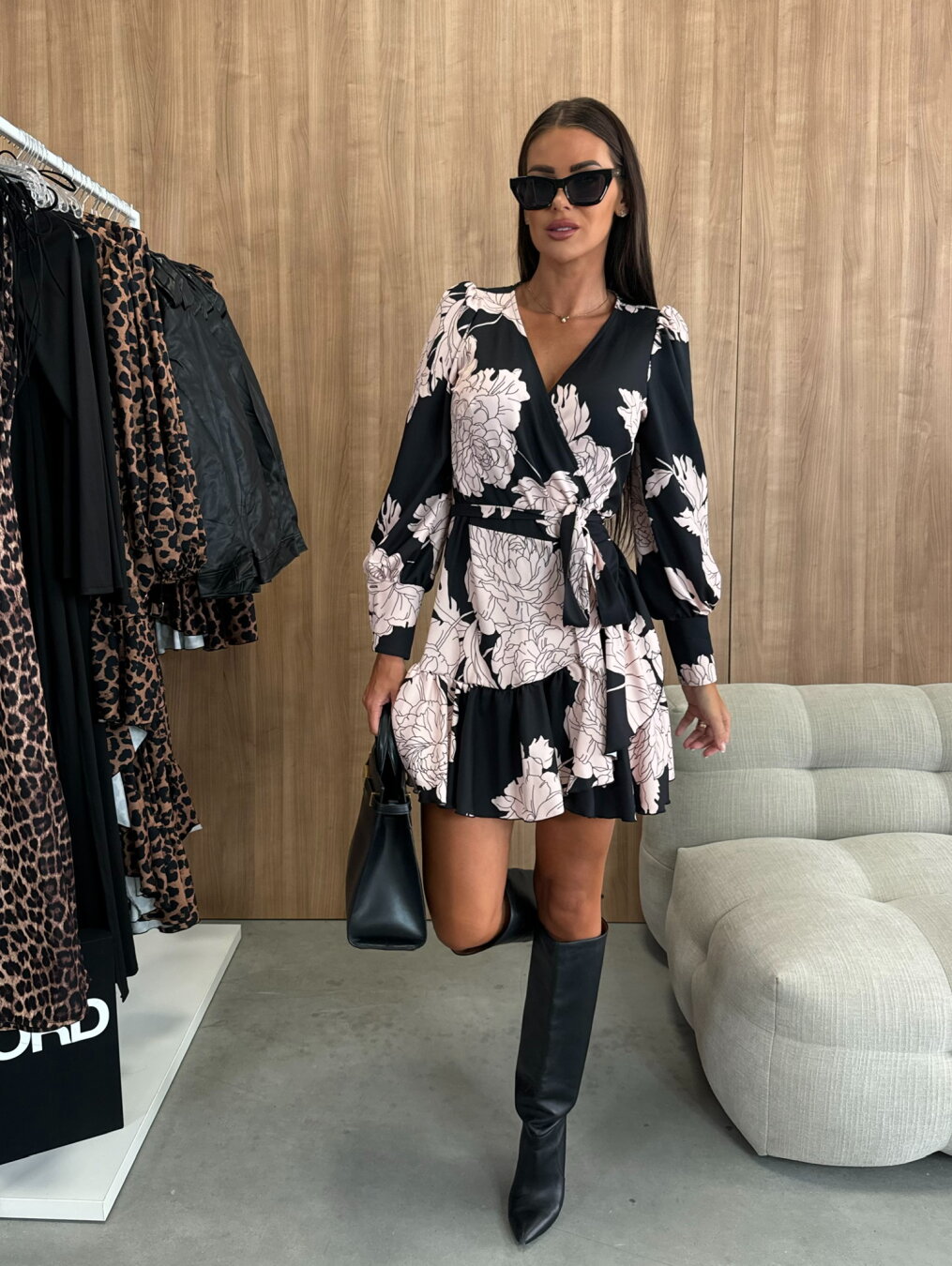 Robe Mini Femme Cache-cœur Taille Marquée Coupe Ajustée