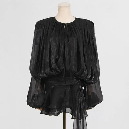 Robe Femme Confortable à Manches Longues et Col V