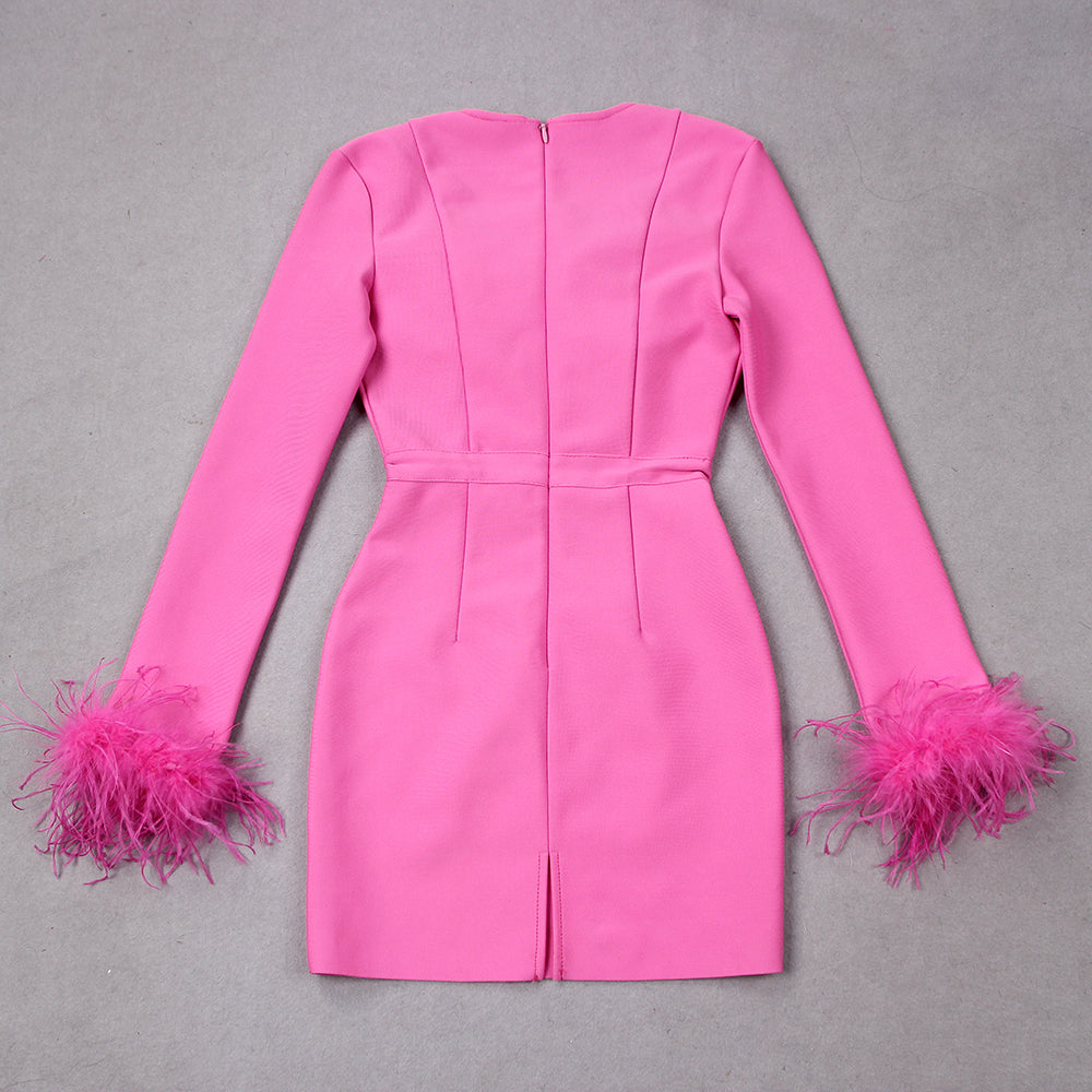 Robe Courte Élégante à Plumes