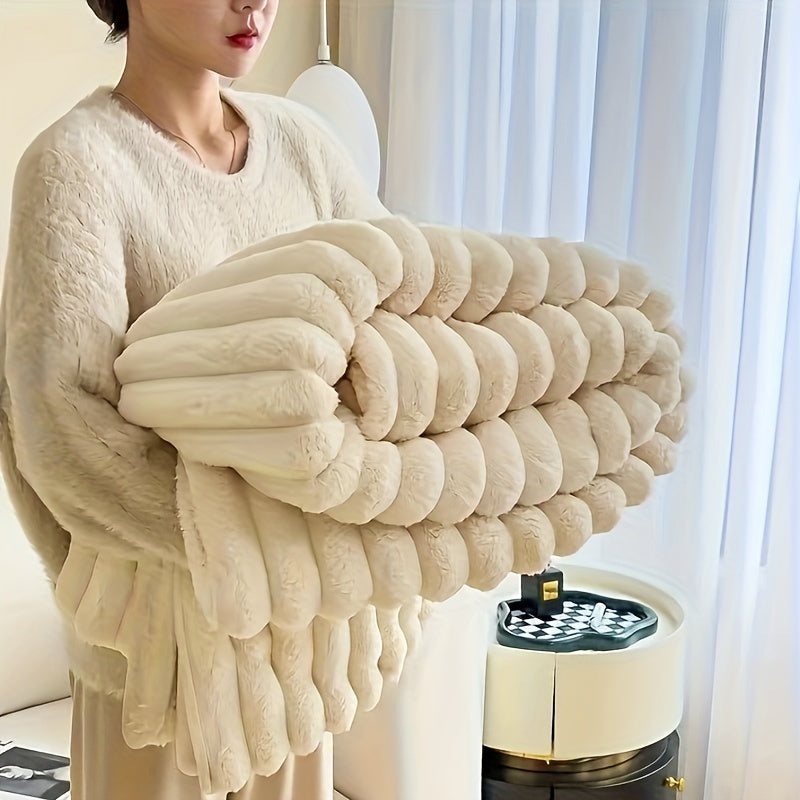 Plaid Polaire Beige Doux et Chaud pour Salon
