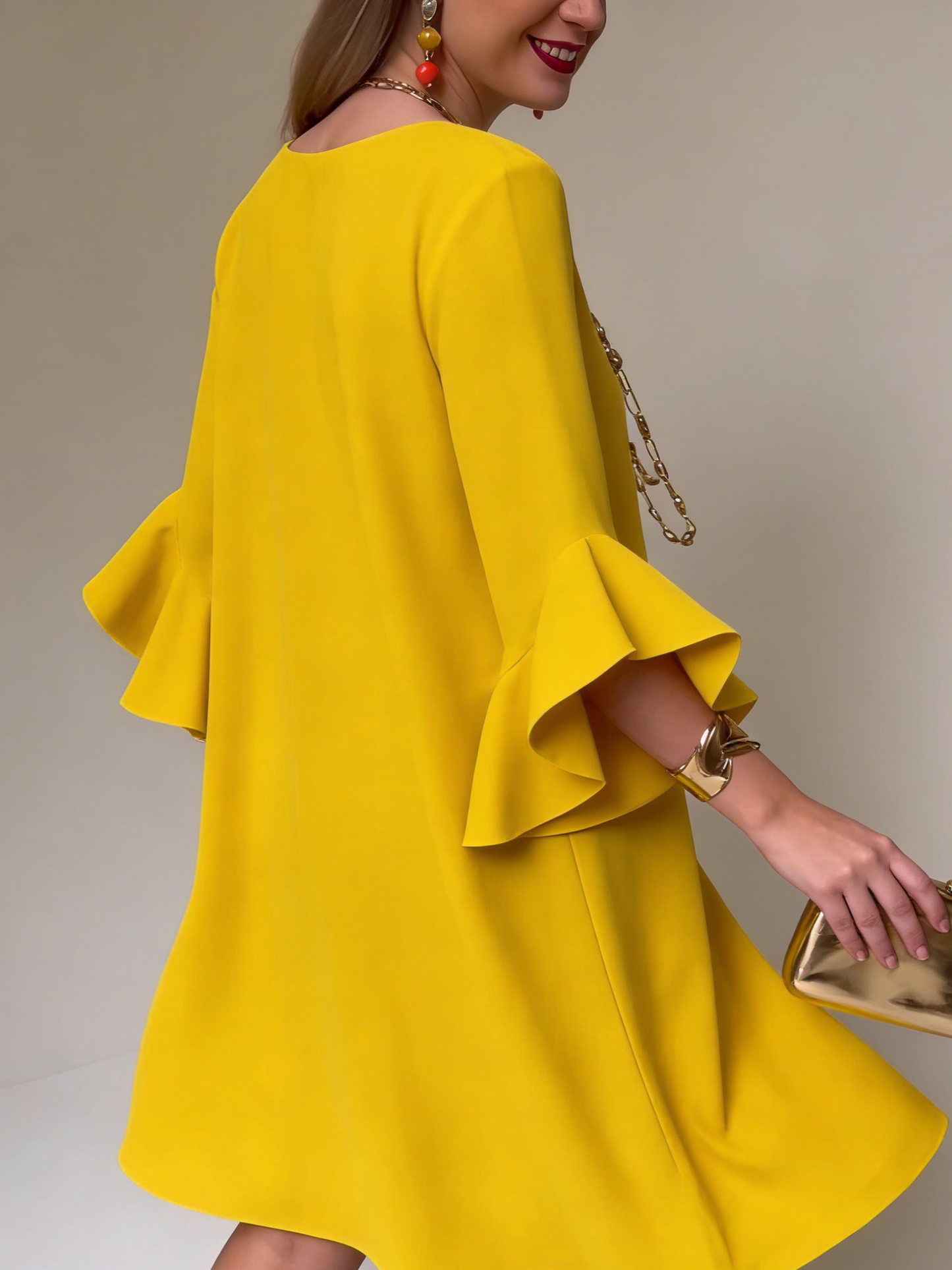 Robe Femme Fluide Manches Volantées Coupe Ample