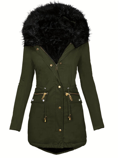 Veste Hiver Femme Capuche Doublée et Chaude