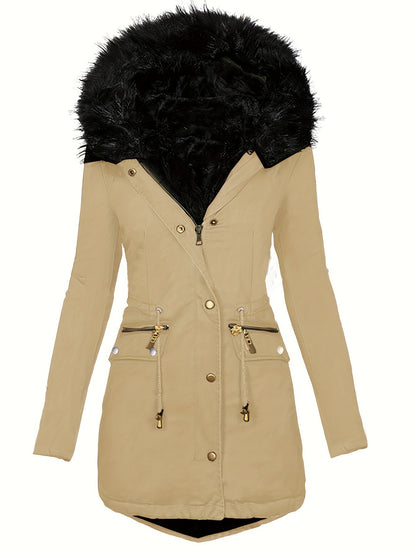 Veste Hiver Femme Capuche Doublée et Chaude