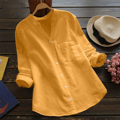 Chemise Femme en Lin Blanc Décontractée et Élégante