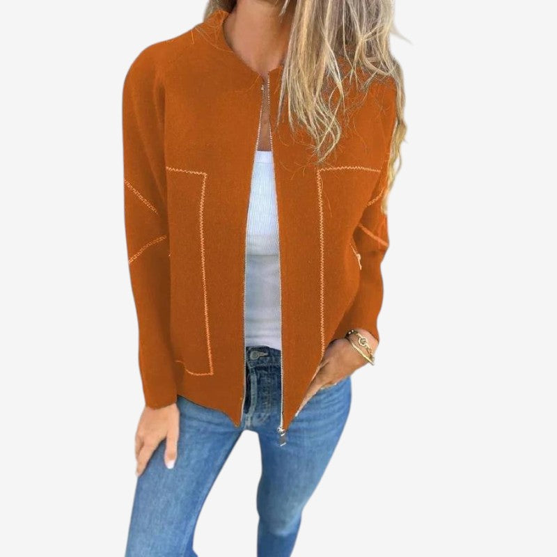 Veste Parka Femme Manches Longues Col Rond Zippée