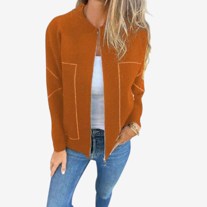 Veste Parka Femme Manches Longues Col Rond Zippée