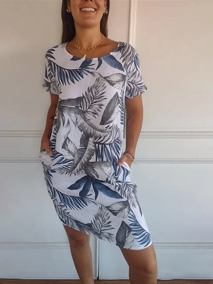 Robe Longue Femelle en Coton Lin Élégante pour Été