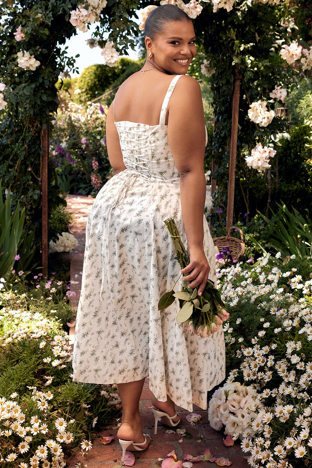 Robe Midi Taille Étroite Rose Pâle