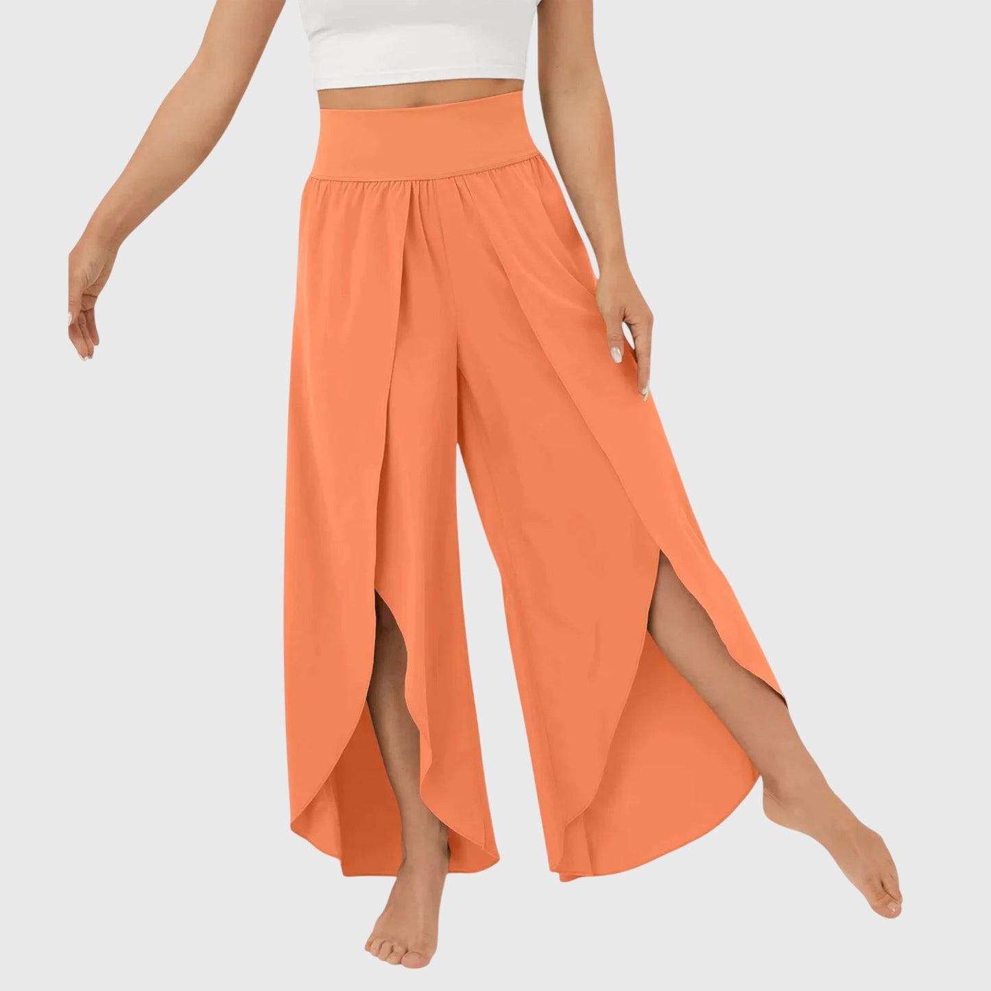 Pantalon Bohème Large Détente avec Fente Découpée