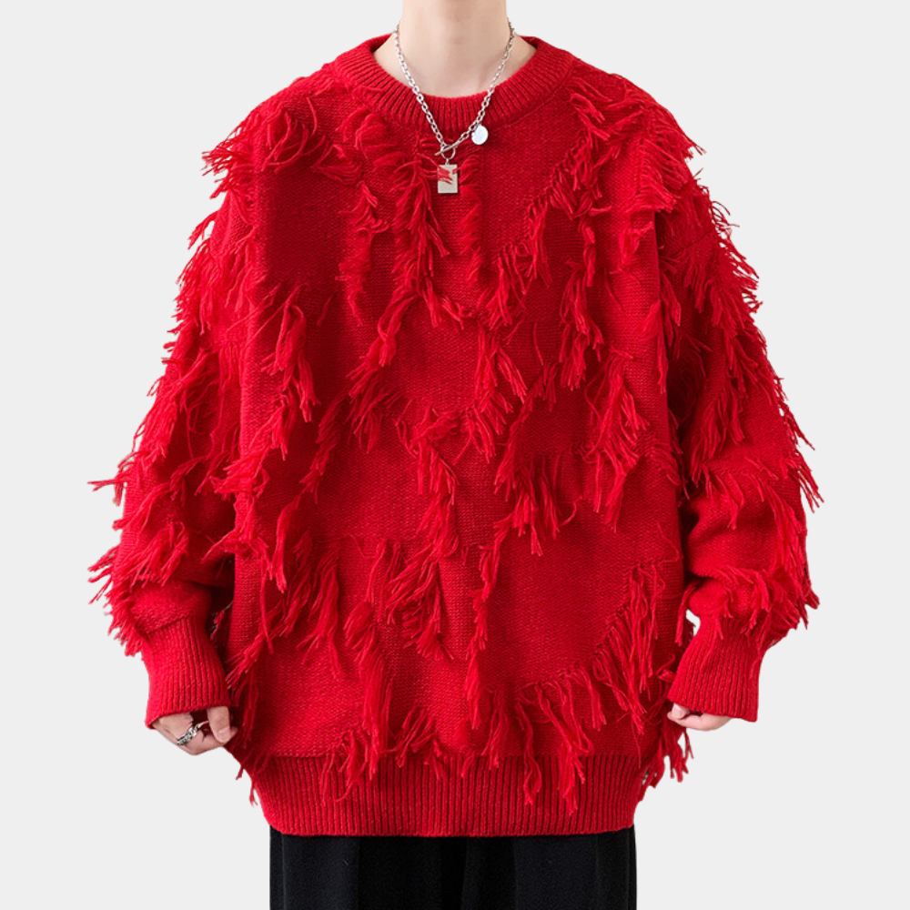 EDVIN - Pull en Tricot avec Franges Tendance pour Hommes