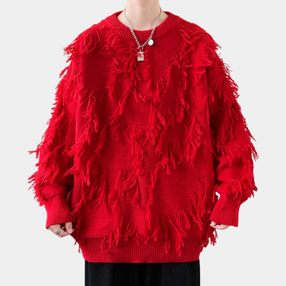 EDVIN - Pull en Tricot avec Franges Tendance pour Hommes