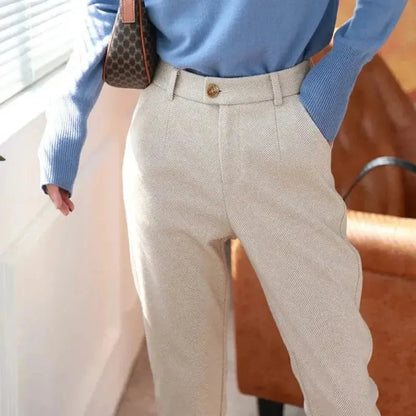 Pantalon Femme Élégant en Mélange de Laine - BerlinGlamour
