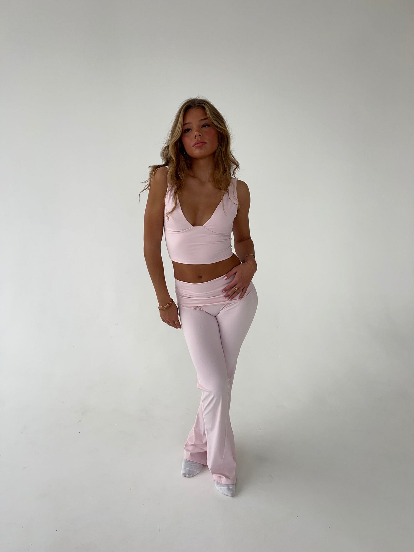 Legging Femme Extensible Taille Haute Coupe Évasée Confort