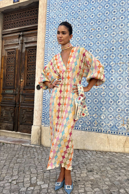 Robe Longue Décontractée Col V Couleur Unie - PanierRoyale