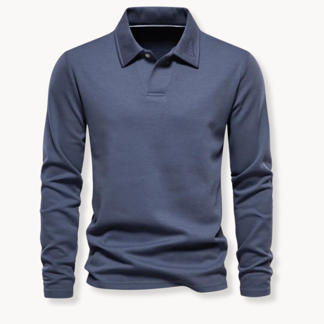 Chemise Polo Homme Marine Manches Longues Coton Classique - PanierRoyale