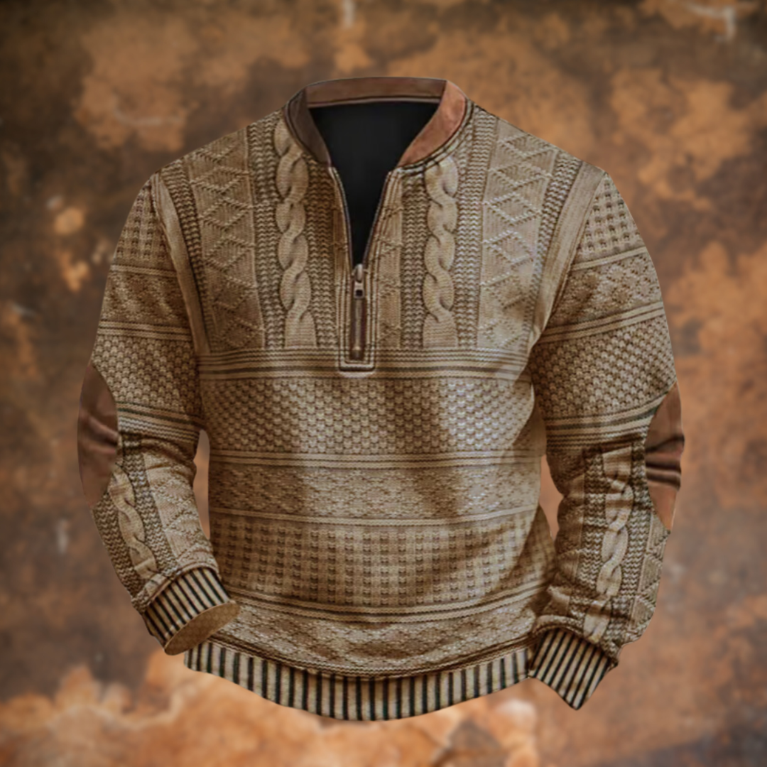 Pull Marin Élégant à Manches Longues et Fermeture Éclair