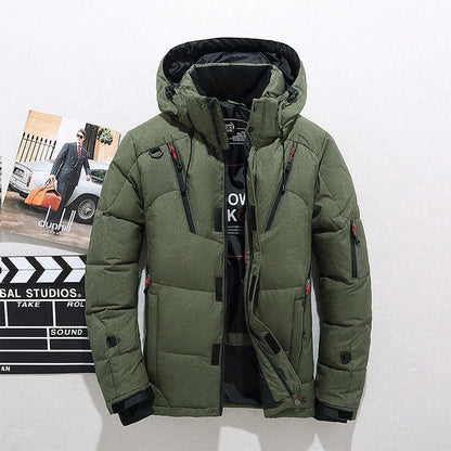 Veste d'hiver homme noir épais avec capuche
