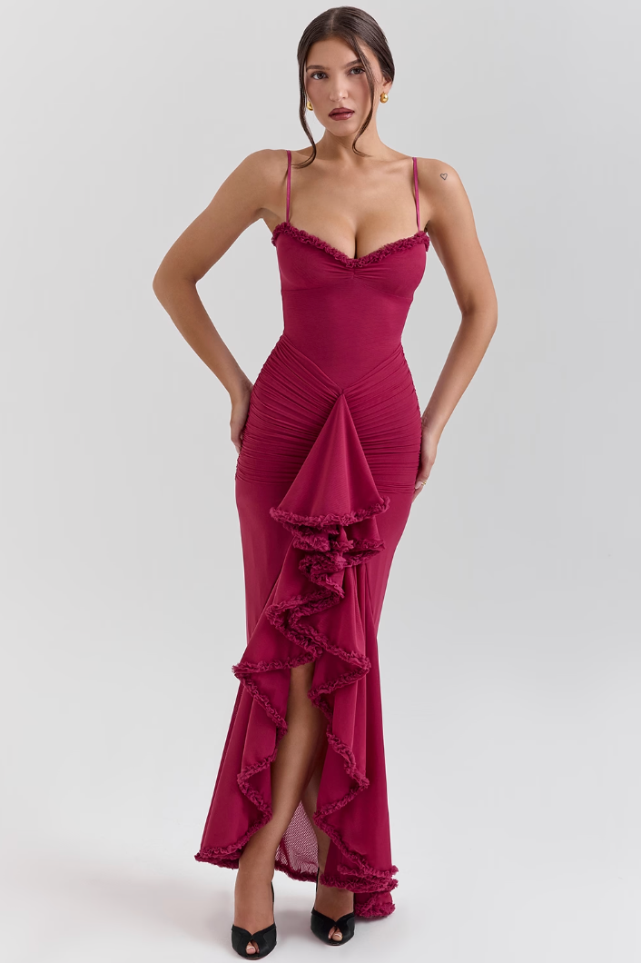 Robe Soirée Jaune Floral Élégante pour Femme
