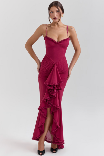 Robe Soirée Jaune Floral Élégante pour Femme