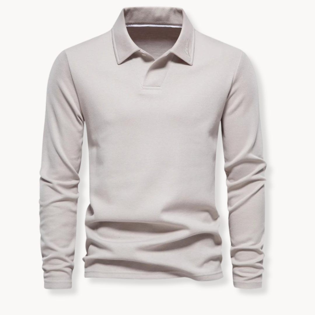 Chemise Polo Homme Marine Manches Longues Coton Classique