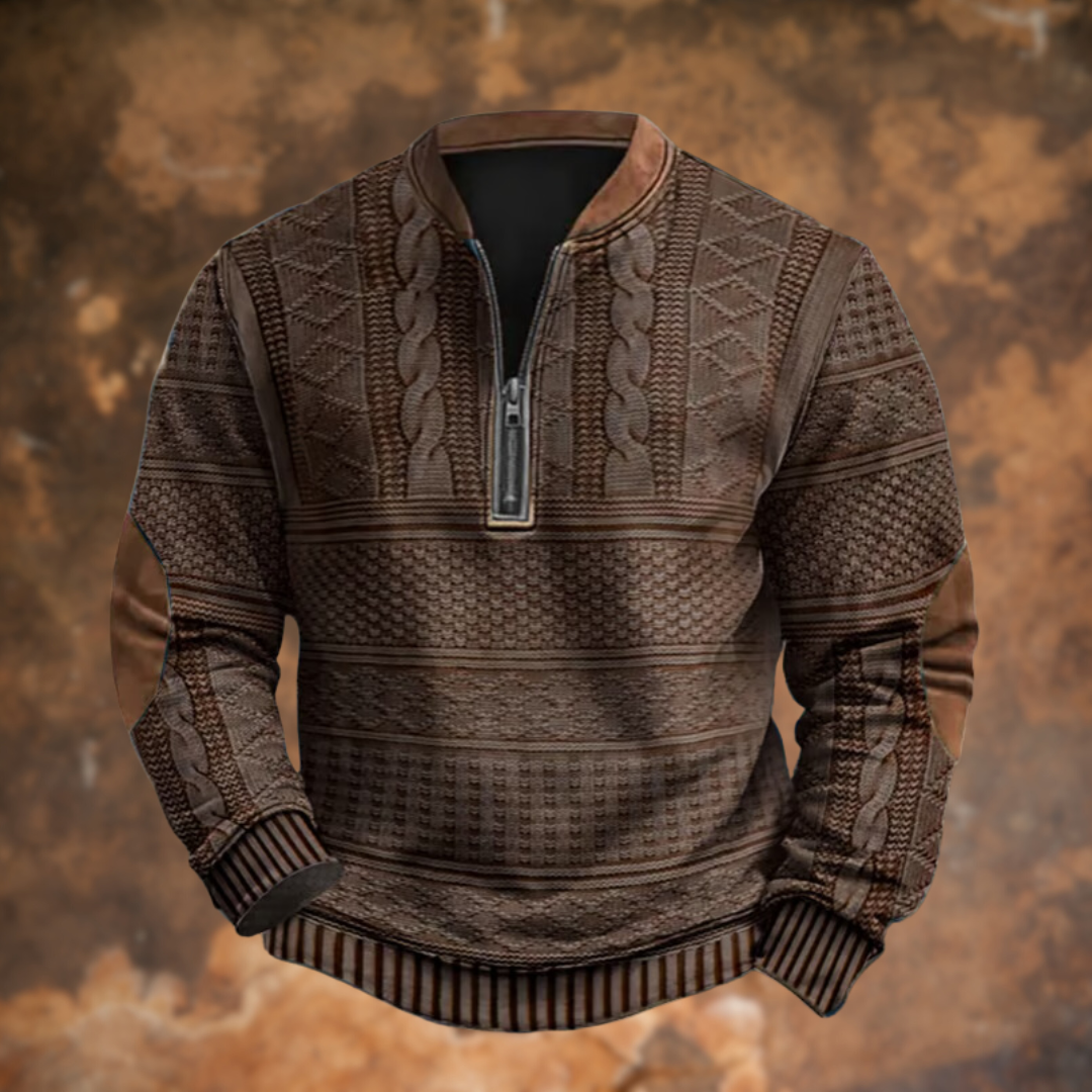Pull Marin Élégant à Manches Longues et Fermeture Éclair