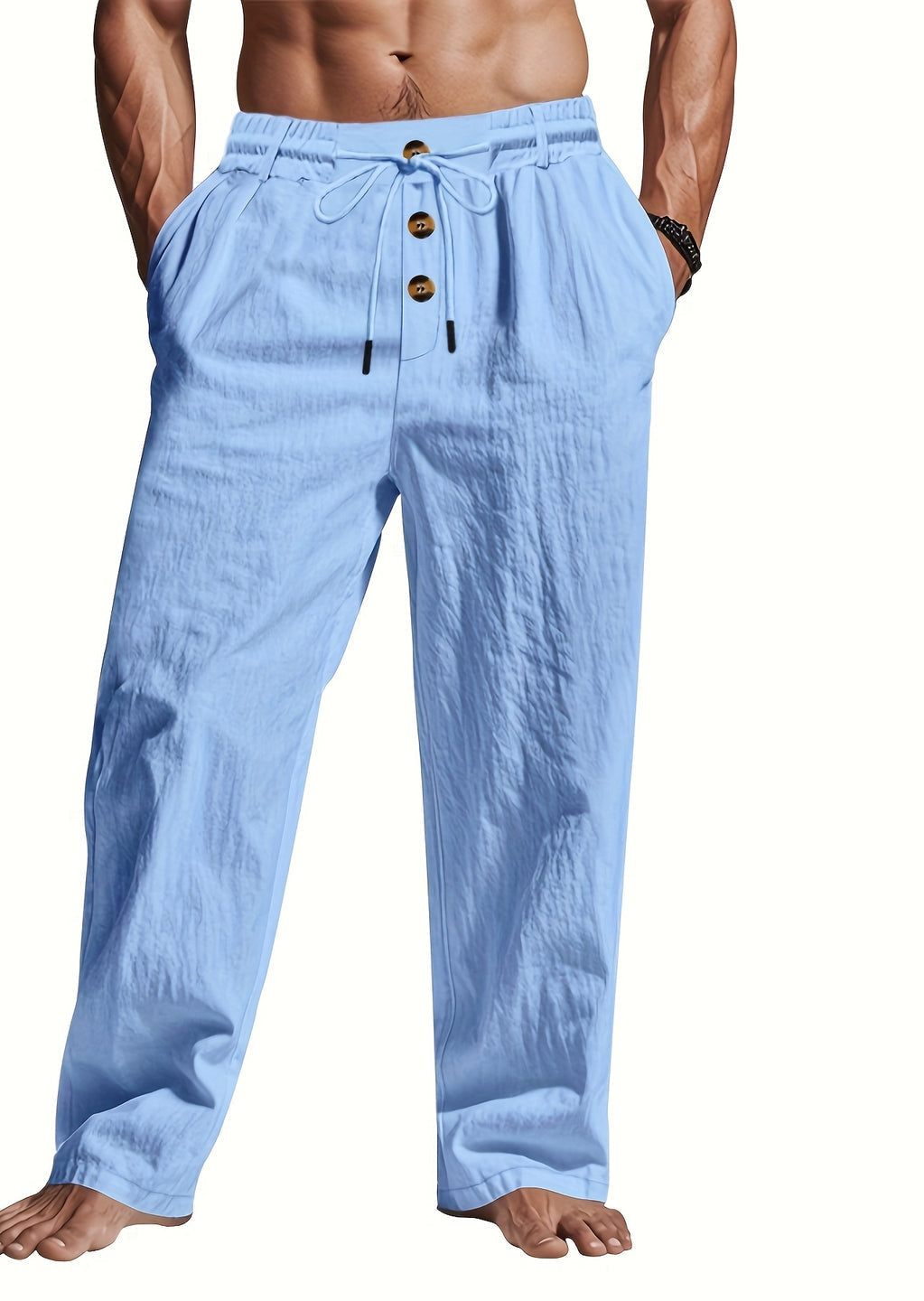 Pantalon Court Homme Léger avec Ceinture Élastique
