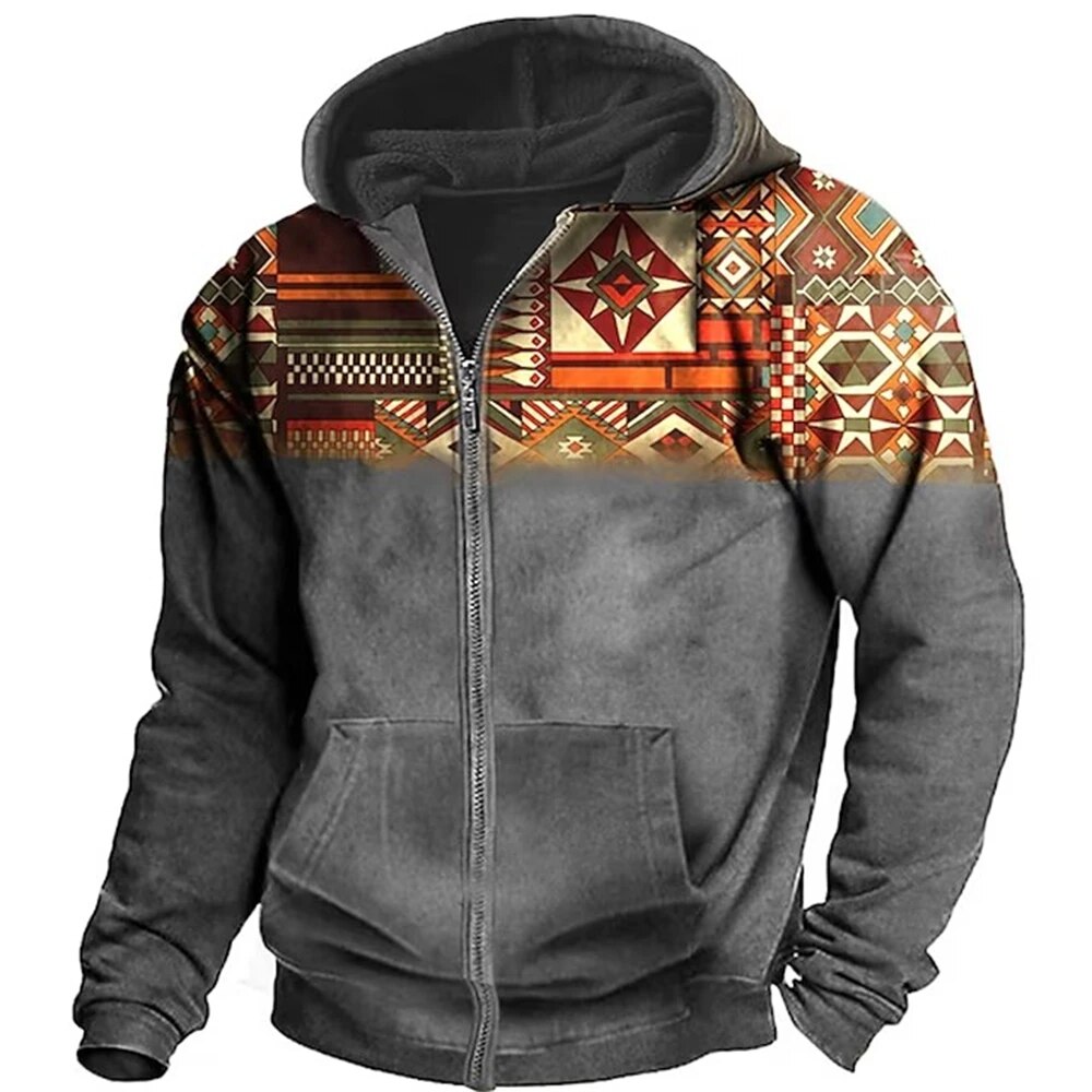 Blouson à capuche imprimé graphic moderne