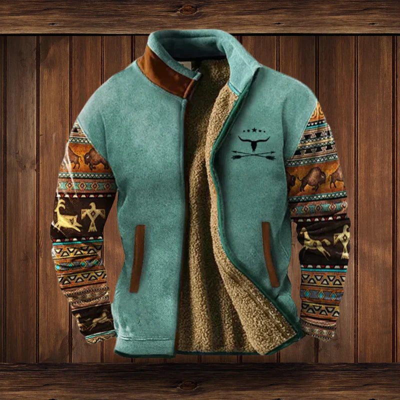 Veste homme laine épaisse style ethnique hiver