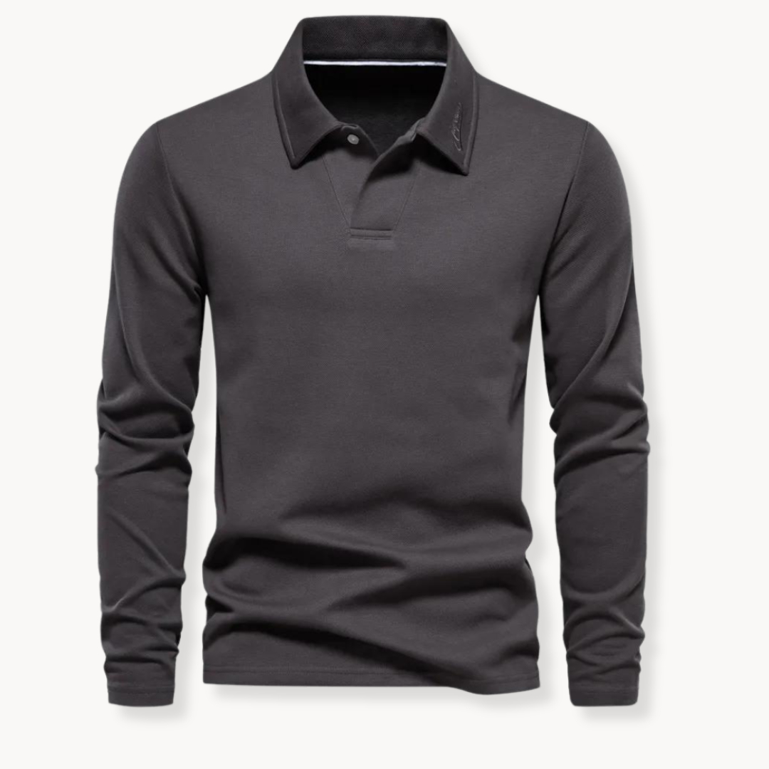Chemise Polo Homme Marine Manches Longues Coton Classique