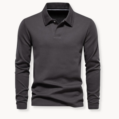 Chemise Polo Homme Marine Manches Longues Coton Classique