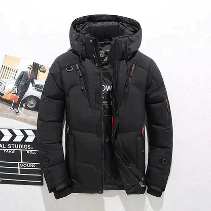 Veste d'hiver homme noir épais avec capuche