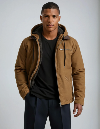 Veste Cuir Brun Homme Hiver Doublure Chaude - PanierRoyale