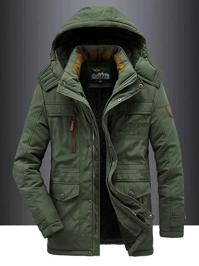 Veste homme hiver épaisse et chaude olive - PanierRoyale