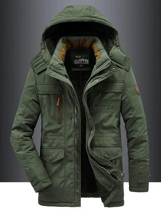Veste homme hiver épaisse et chaude olive - PanierRoyale