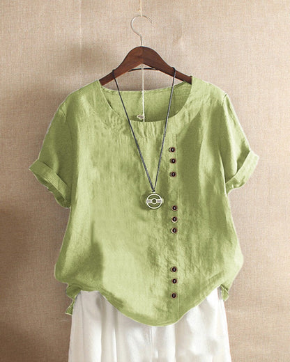 Blouse Femme Décontractée été avec Décor Boutons
