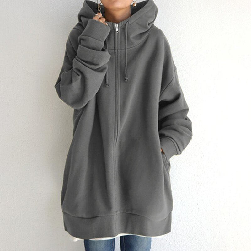 Sweat à capuche streetwear confortable avec poches et fermeture éclair