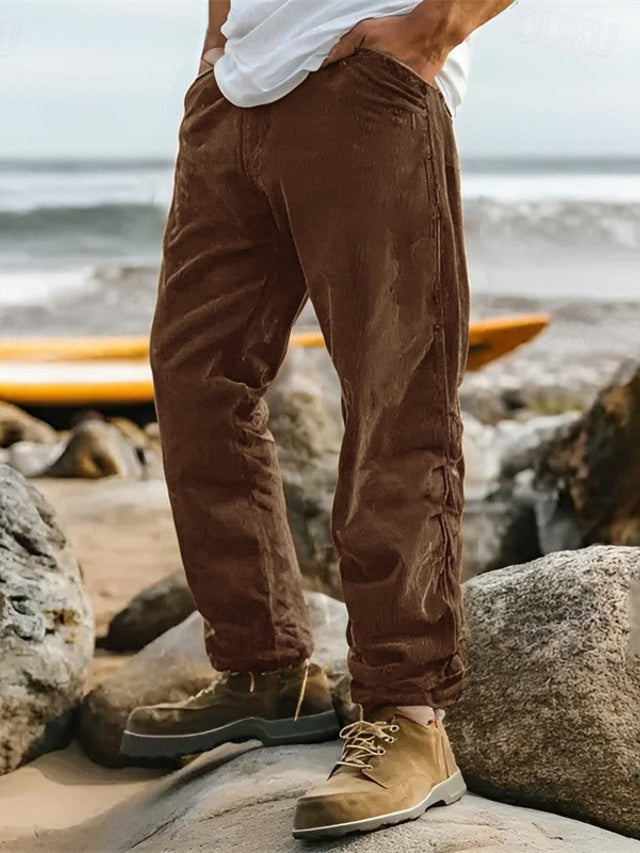 Pantalon Décontracté avec Poches Côtelées