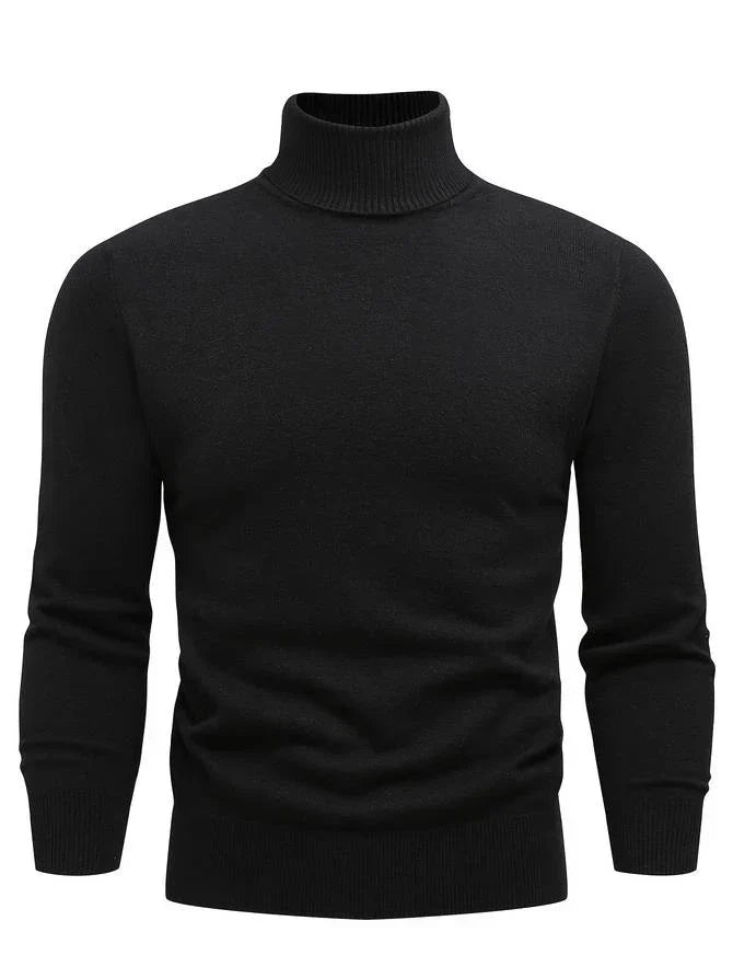 Pull Homme Col Roulé Chic Noir - PanierRoyale