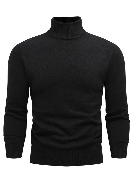 Pull Homme Col Roulé Chic Noir - PanierRoyale
