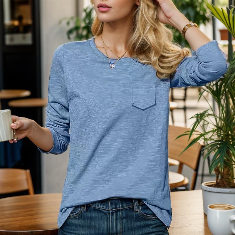 Pull Femme Noir à Manches Longues avec Poche Avant